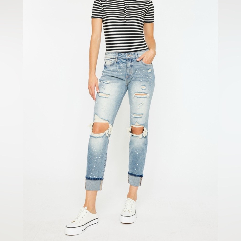 Kan Can bleach splatter distressed jeans NWT 9/28